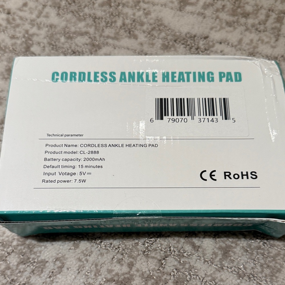 Cordless Ankle Heating Pad - White